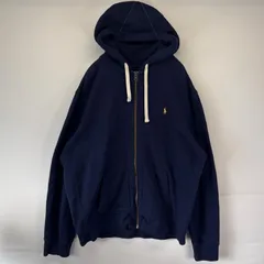 古着 ポロバイラルフローレン Polo by Ralph Lauren パーカー フルジップ スウェット ワンポイントロゴ 2XL  ネイビー メンズ