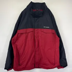 古着 コロンビア Columbia ナイロンジャケット フルジップ ワンポイントロゴ刺繍 ツートンカラー アウトドア 2XL  ブラック メンズ