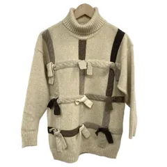 Castelbajac(カステルバジャック) 長袖セーター サイズ40 M レディース - ベージュ×ダークブラウン タートルネック/リボン