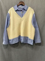 ZARA シャツ レイヤード ニット ベスト セットアップ