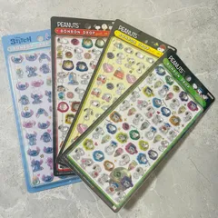 スティッチ　スヌーピー　ボンボンドロップシールミニ　PEANUTS　ディズニー　4種セット