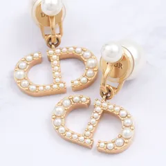 【美品】Dior イヤリング Tribales パール E1679TRIRS ゴールド