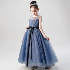 新商品　エレガント　ロングキッズドレス　ビーズ華やか　発表会ドレス　結婚式