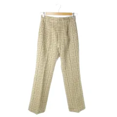 ローリーズファーム LOWRYS FARM パンツ スラックス セミワイド ストレート ハイウエスト チェック M ベージュ /AO19