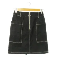 オリーブデオリーブ OLIVE des OLIVE スカート タイト ミニ ワーク カジュアル コットン ステッチ M 黒 ブラック /AO24