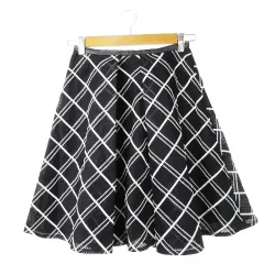 ジャスグリッティー JUSGLITTY Dress in Luxury スカート フレア ひざ丈 タック ジャカード シアー チュール 透け感 チェック 1 紺 ネイビー /CK22