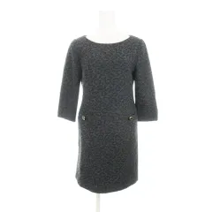 ルジュール LE JOUR ワンピース ミニ 七分袖 ウール混 アニマル ヒョウ柄 レオパード 総柄 38 グレー /AH18