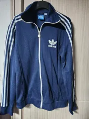 アディダス 3本線 トラックジャージ ネイビー トップス 100