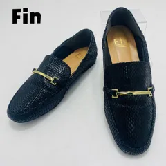 Fin　フィン　ビットローファー　スクエアトゥ　22.5cm　黒