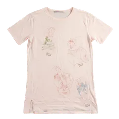 マドモアゼルノンノン Mademoiselle NONNON カットソー 半袖 スケッチプリント コットン100％ ピンク系 桃色 38-40サイズ 982963のサムネイル