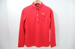 中古 レディース キャロウェイ Callaway 長袖シャツ L レッド/総柄 赤 ボタンダウン