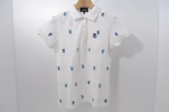 中古 レディース パーリーゲイツ PEARLY GATES 半袖ポロシャツ 0(S) 白 ホワイト/ 鹿の子 カメレオン柄
