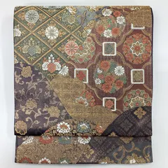 中古品　六通袋帯　芯あり　正絹　R240