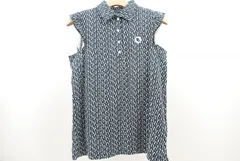 中古 レディース パーリーゲイツ PEARLY GATES ノースリーブ 0(S) 紺 ネイビー ポロシャツ 総ロゴ