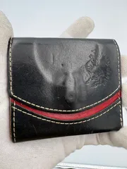 ■ クアトロガッツ Quattro Gatti 三つ折り財布 レザーウォレット ブラック×レッド 本革 日本製　クアトロガッティ