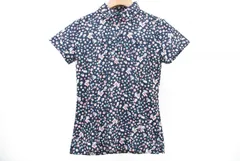 中古 レディース キャロウェイ Callaway 半袖ポロシャツ M 紺×ピンク系 ネイビー 小花柄