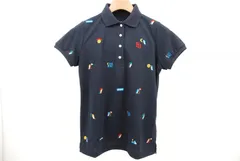 中古 レディース パーリーゲイツ PEARLY GATES 半袖ポロシャツ 0(S) 紺 総柄 クールミント コラボ