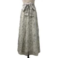 グレイル GRL スカート フレア ロング 総柄 レース チュール S 白 茶 ホワイト ブラウン