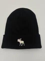 ▪︎アバクロンビー&フィッチ ニット帽 ブラック ムース刺繍 ビーニー ワンポイント ロゴ メンズ レディース