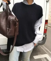 ブリード/新品 ケーブル ケーブル編み ベスト ニット ネイビー