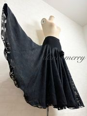 新品 豪華 ロング 社交ダンス スカート 黒 タンゴ パーティ クイック