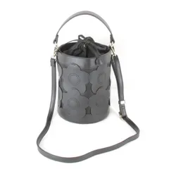 美品『USED』 マリークヮント バケツ型 2way デイジー ショルダーバッグ レザー ブラック