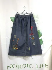 刺繍バンディングデニムスカート