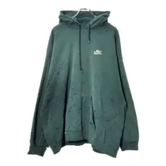 90年代 NIKE ナイキ ワンポイントロゴ フェード スウェットパーカー ボロ グリーン(メンズ XXL)中古 古着 X0939