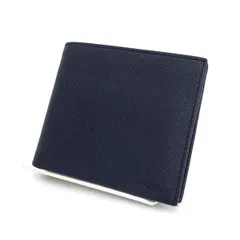 PRADA / プラダ ◆型押しロゴ サフィアーノレザー 二つ折り財布 ネイビー 224 【財布/サイフ/ウォレット/wallet/コイン】 ブランド【中古】 
