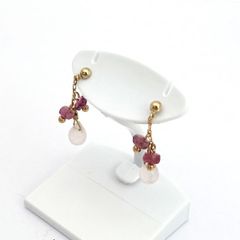 ダイヤモンドカットスワロフスキー レッドゴールドピアス レディガガ 