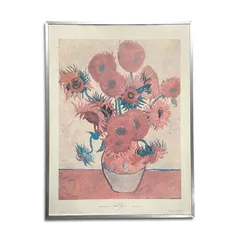 Vintage 70s ~ 80s 名画 アート ポスター 額縁 ヴィンテージ US美術 インダストリアル フランス著作管理団体公認 ゴッホ ひまわり リプロダクトのサムネイル