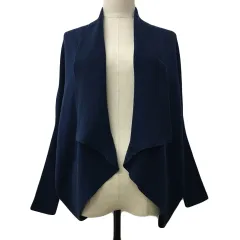 コムサイズム COMME CA ISM カーディガン ニット ショールカラー 前開き アンゴラ混 長袖 M 紺 ネイビー