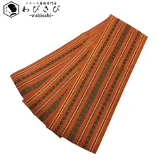 半幅帯 本場筑前博多織 献上柄 茶橙色 D-2115
