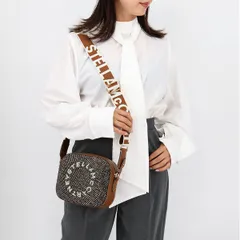 STELLA McCARTNEY ステラマッカートニー 700266WP0235 ロゴ刺繍ショルダーバッグ カメラバッグ Small Camera Bag Herringbone　Fabric　Fabric ヘリンボーン生地 クロスボディ 斜め掛け ブランド
