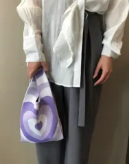 ハート柄 ニットバッグ