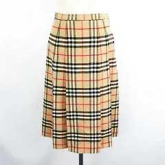 バーバリーズ Burberrys スカート ボトムス ミモレ丈 プリーツ ノバチェック ウール 009AB2 ベージュ ※EKM