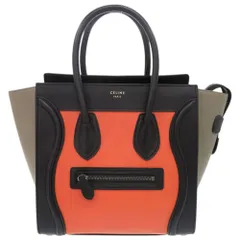 美品 セリーヌ ラゲージ マイクロショッパー レザー マルチカラー ハンドバッグ 0497 CELINE