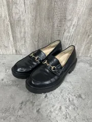 w closet ダブルクローゼット ゴールド 金具 厚底 ローファー シューズ size24ｃｍ/黒 ■■ レディース