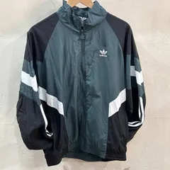 4580 adidas / アディダス ナイロンジャケット メンズ mサイズ グリーン ジップ トレフォイルロゴ used