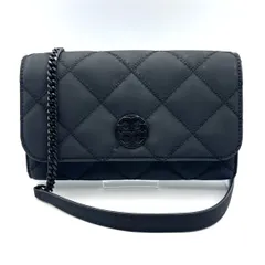 【え沖】TORY BURCH トリーバーチ ウィラ チェーンショルダーバッグ ウォレット マット ブラック 黒 キルティング ロゴ MD0S01008
