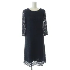 ストロベリーフィールズ STRAWBERRY-FIELDS ワンピース ロング タイト シアー 長袖 総レース 紺 ネイビー /KW ■GY60