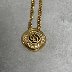 Christian Dior クリスチャンディオール ネックレス CDロゴ ゴールドカラー ラインストーン ヴィンテージ ペンダント チェーン アクセサリー レディース