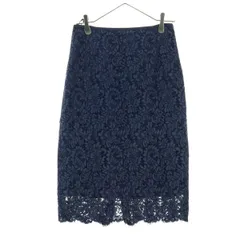 美品 UNITED ARROWS TOKYO ユナイテッドアローズトウキョウ 日本製 花柄 ミディ丈 タイトスカート 40 ネイビー バックジップ レディース 古着