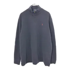 Polo by Ralph Lauren ポロ ラルフローレン ハーフジップ コットンセーター ネイビー(メンズ XL)中古 古着 X0281