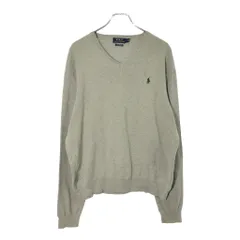 Polo by Ralph Lauren ポロ ラルフローレン Vネック コットンニット セーター グレー(メンズ L)中古 古着 X0291