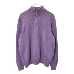 Polo by Ralph Lauren ポロ ラルフローレン ハーフジップ コットンセーター パープル(メンズ M)中古 古着 X0295