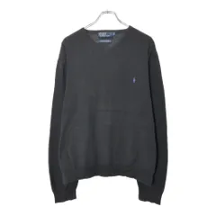 Polo by Ralph Lauren ポロ ラルフローレン Vネック コットンニット セーター ブラック(メンズ XL)中古 古着 X0310