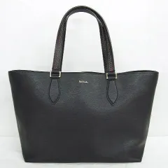 良品 Paul Smith ポールスミス トートバッグ 黒 ブラック 持ち手飾り色糸 LF0051-0109-3