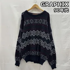 古着 GRAPHIX 90年代 ビンテージ 韓国製 ビッグサイズ 総柄 ニット セーター 90s VINTAGE メンズ - ISItems【USED】【古着】【中古】50150435