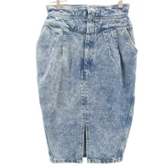 美品 SNIDEL スナイデル ミディ丈 ハイウエストタック タイトスカート 1 ブルー系 デニム レディース 古着